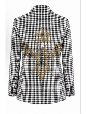 New Moving Forward Designs S Gingham Blazer with Bee Embellishment